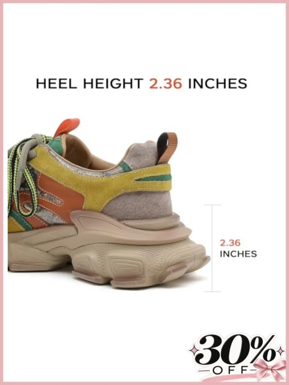 Women's Chunky Platform Orthopedic Walking Sneakers Leather Mesh Lace Up